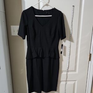 ANTONIO MELANI Black Peplum Midi Dress